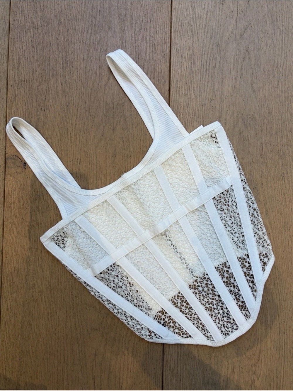 Dion Lee White Lace Structured Corset Ariana Grande Positions